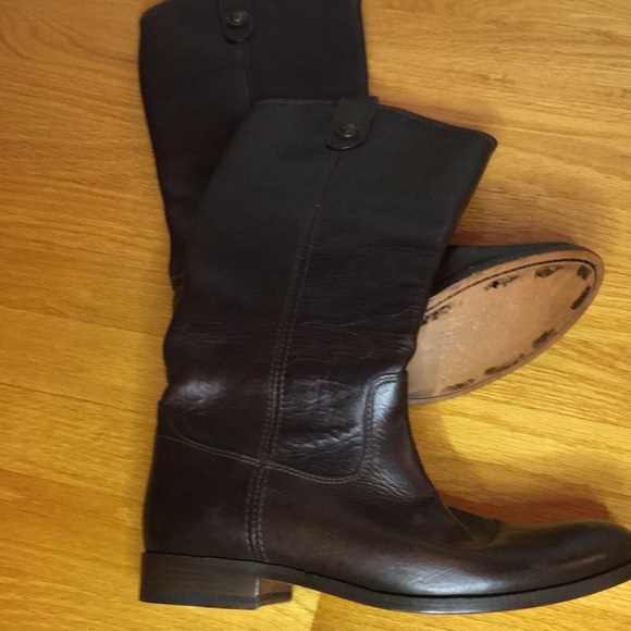 NEW FRYE Melissa Button 2 Riding Boots Dark Brown Distressed Leather Size 7.5 - Picture 4 of 11